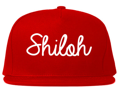 Shiloh Illinois IL Script Mens Snapback Hat Red