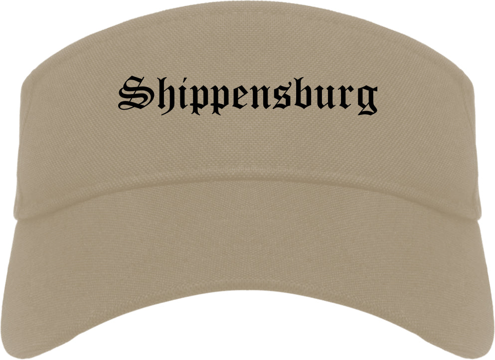 Shippensburg Pennsylvania PA Old English Mens Visor Cap Hat Khaki
