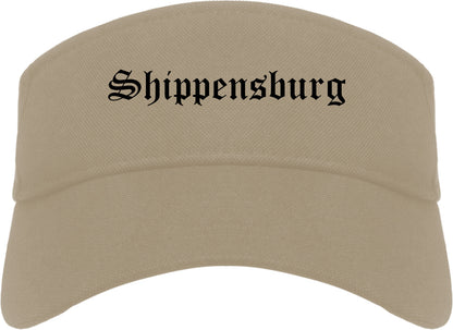 Shippensburg Pennsylvania PA Old English Mens Visor Cap Hat Khaki
