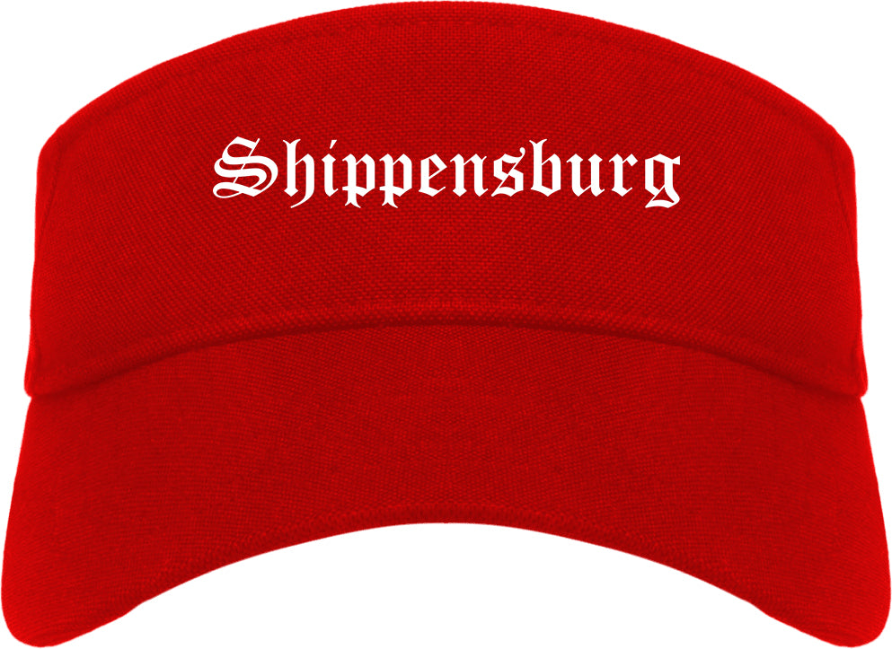Shippensburg Pennsylvania PA Old English Mens Visor Cap Hat Red