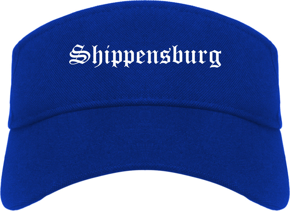 Shippensburg Pennsylvania PA Old English Mens Visor Cap Hat Royal Blue