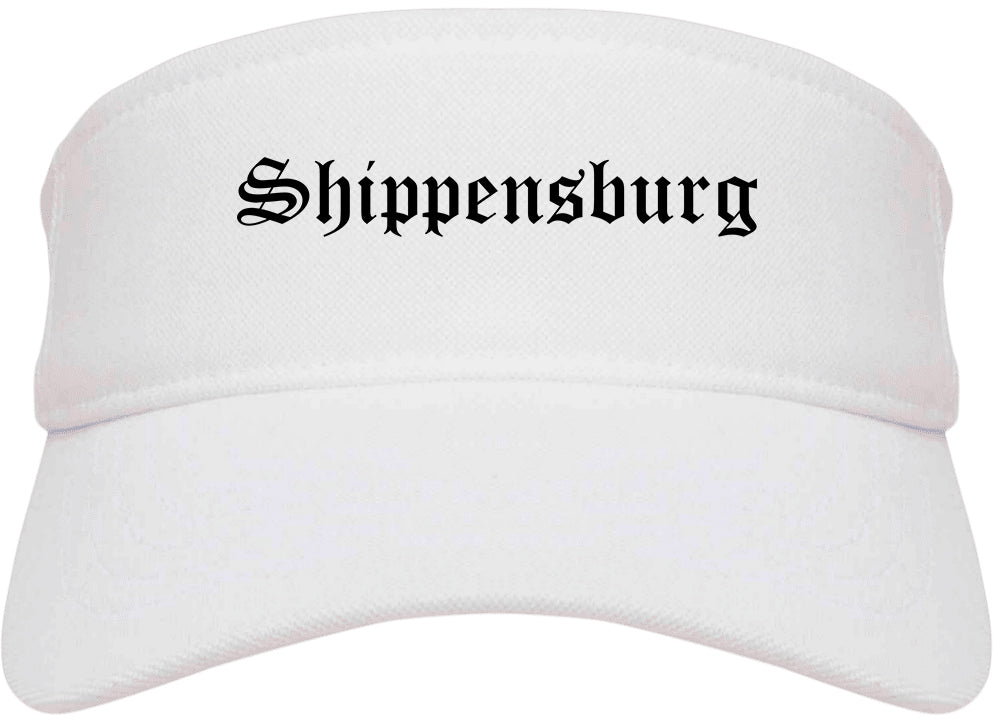 Shippensburg Pennsylvania PA Old English Mens Visor Cap Hat White