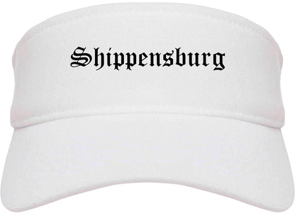 Shippensburg Pennsylvania PA Old English Mens Visor Cap Hat White