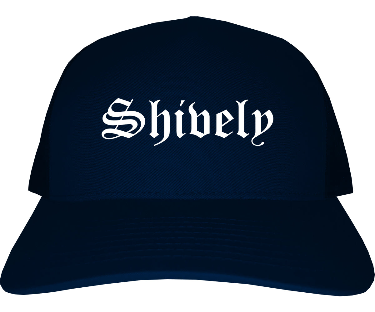 Shively Kentucky KY Old English Mens Trucker Hat Cap Navy Blue
