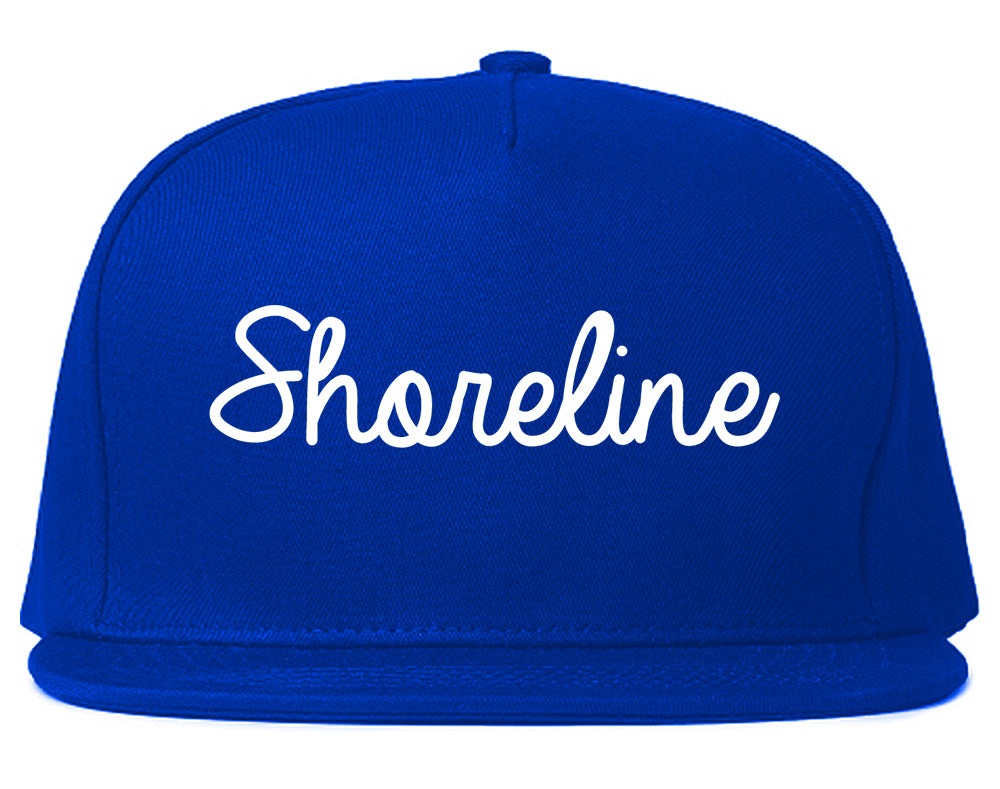 Shoreline Washington WA Script Mens Snapback Hat Royal Blue
