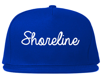 Shoreline Washington WA Script Mens Snapback Hat Royal Blue