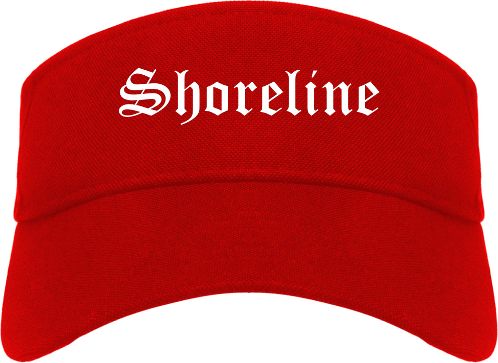 Shoreline Washington WA Old English Mens Visor Cap Hat Red