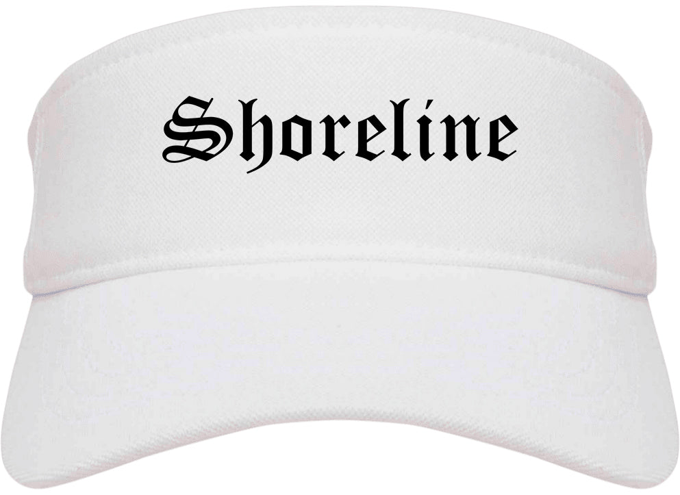 Shoreline Washington WA Old English Mens Visor Cap Hat White