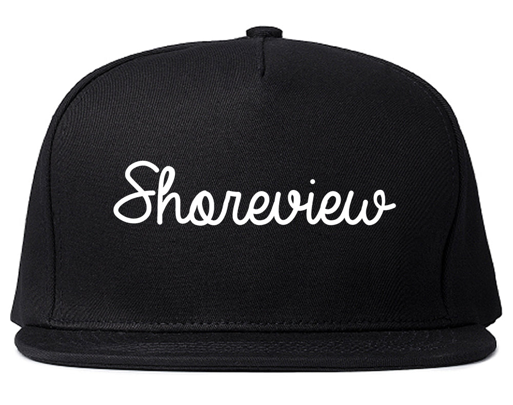 Shoreview Minnesota MN Script Mens Snapback Hat Black