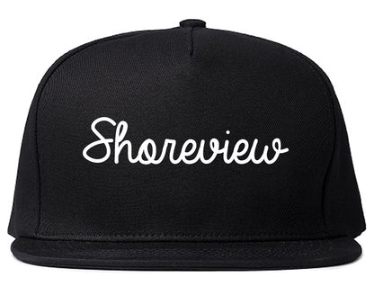 Shoreview Minnesota MN Script Mens Snapback Hat Black