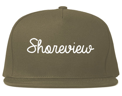 Shoreview Minnesota MN Script Mens Snapback Hat Grey
