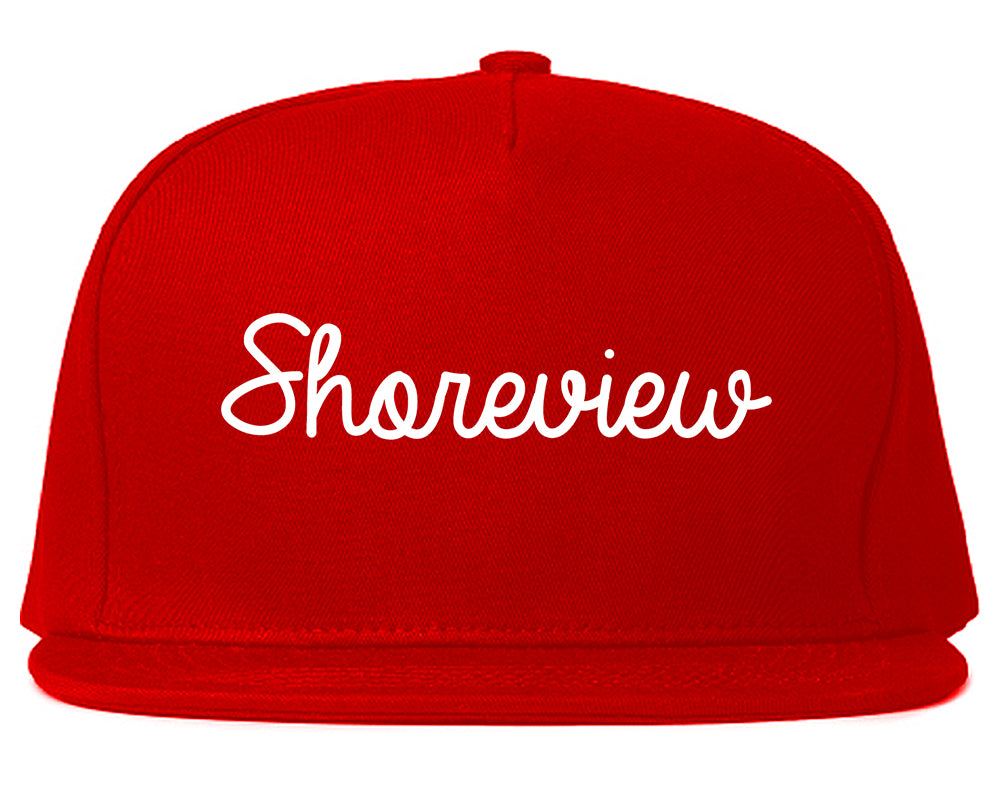 Shoreview Minnesota MN Script Mens Snapback Hat Red