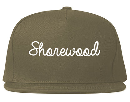 Shorewood Illinois IL Script Mens Snapback Hat Grey