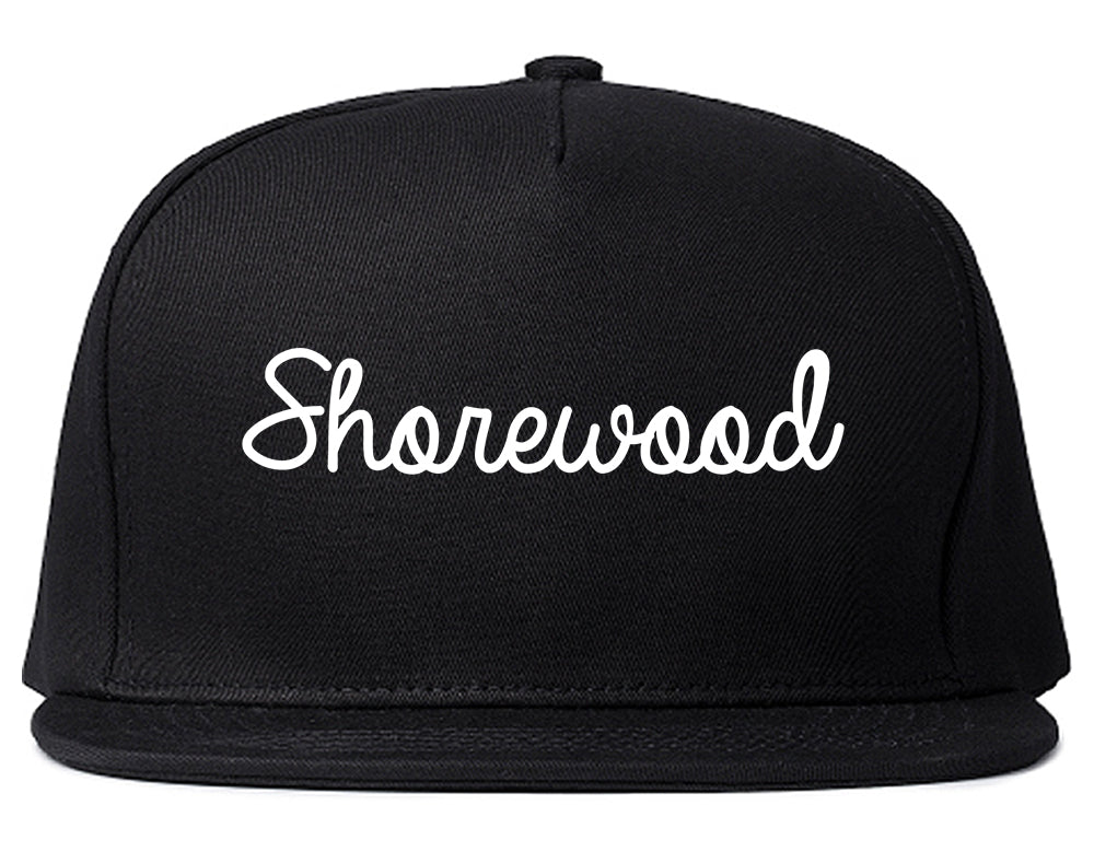 Shorewood Minnesota MN Script Mens Snapback Hat Black