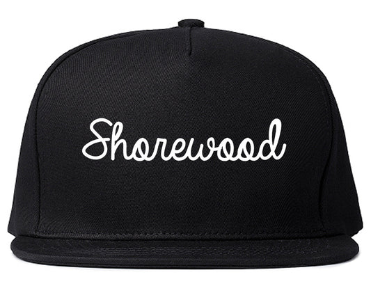 Shorewood Minnesota MN Script Mens Snapback Hat Black