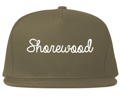 Shorewood Minnesota MN Script Mens Snapback Hat Grey