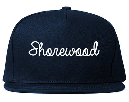 Shorewood Minnesota MN Script Mens Snapback Hat Navy Blue