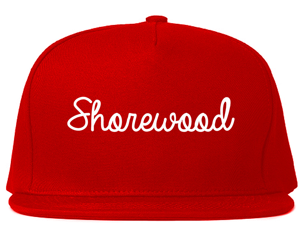 Shorewood Minnesota MN Script Mens Snapback Hat Red