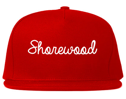 Shorewood Minnesota MN Script Mens Snapback Hat Red