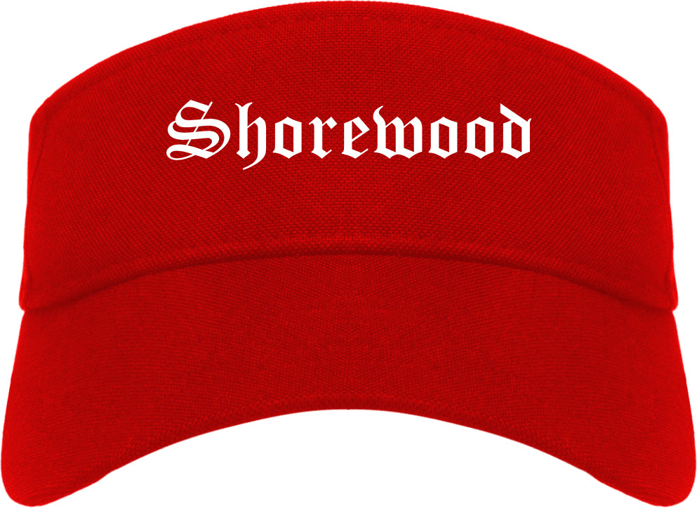 Shorewood Minnesota MN Old English Mens Visor Cap Hat Red