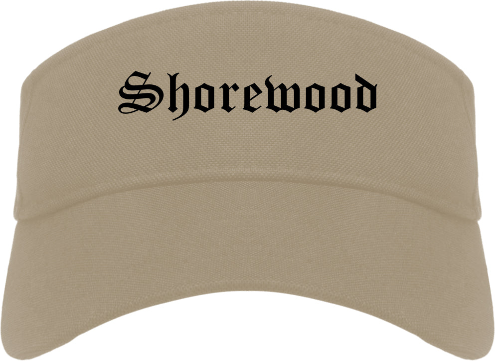 Shorewood Wisconsin WI Old English Mens Visor Cap Hat Khaki