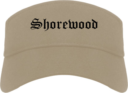 Shorewood Wisconsin WI Old English Mens Visor Cap Hat Khaki