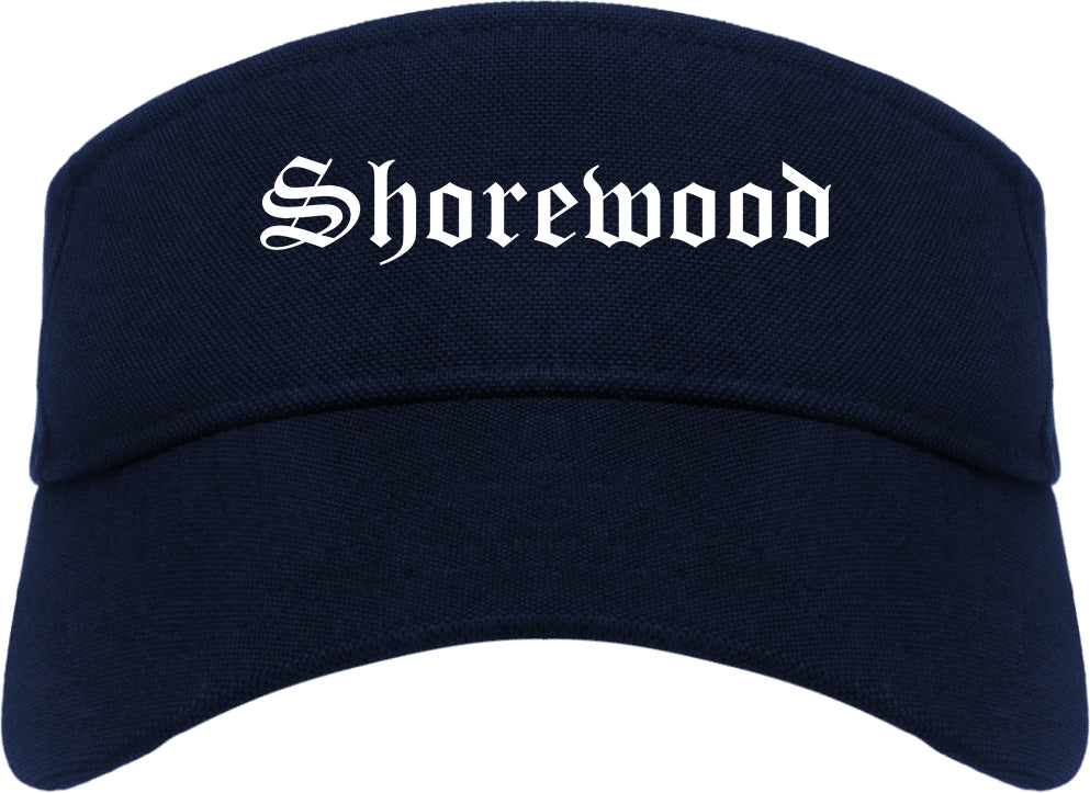 Shorewood Wisconsin WI Old English Mens Visor Cap Hat Navy Blue