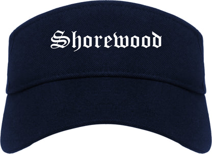 Shorewood Wisconsin WI Old English Mens Visor Cap Hat Navy Blue