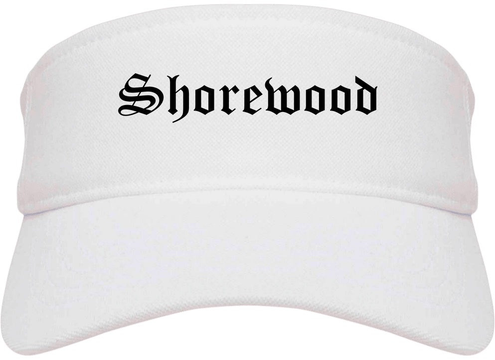 Shorewood Wisconsin WI Old English Mens Visor Cap Hat White