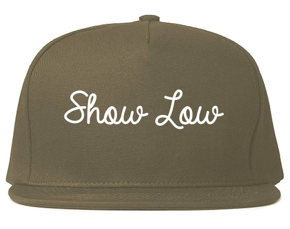 Show Low Arizona AZ Script Mens Snapback Hat Grey