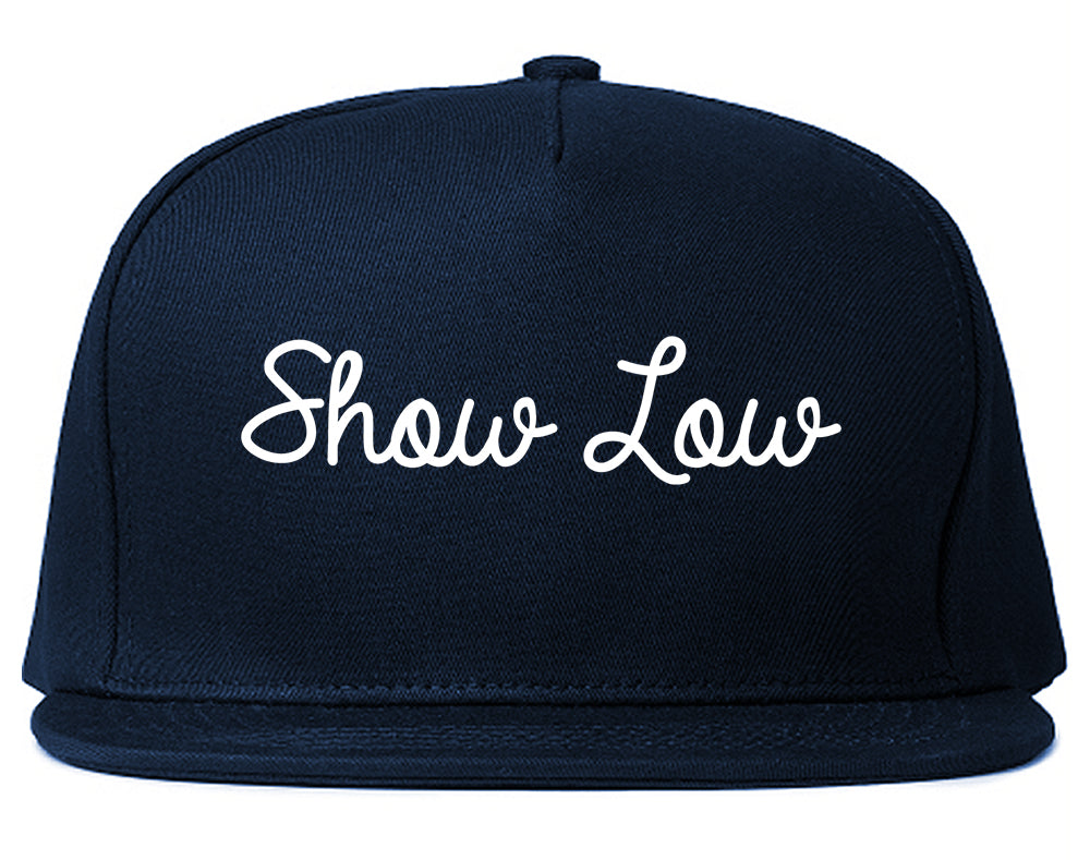 Show Low Arizona AZ Script Mens Snapback Hat Navy Blue