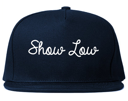 Show Low Arizona AZ Script Mens Snapback Hat Navy Blue