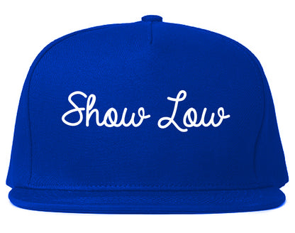 Show Low Arizona AZ Script Mens Snapback Hat Royal Blue