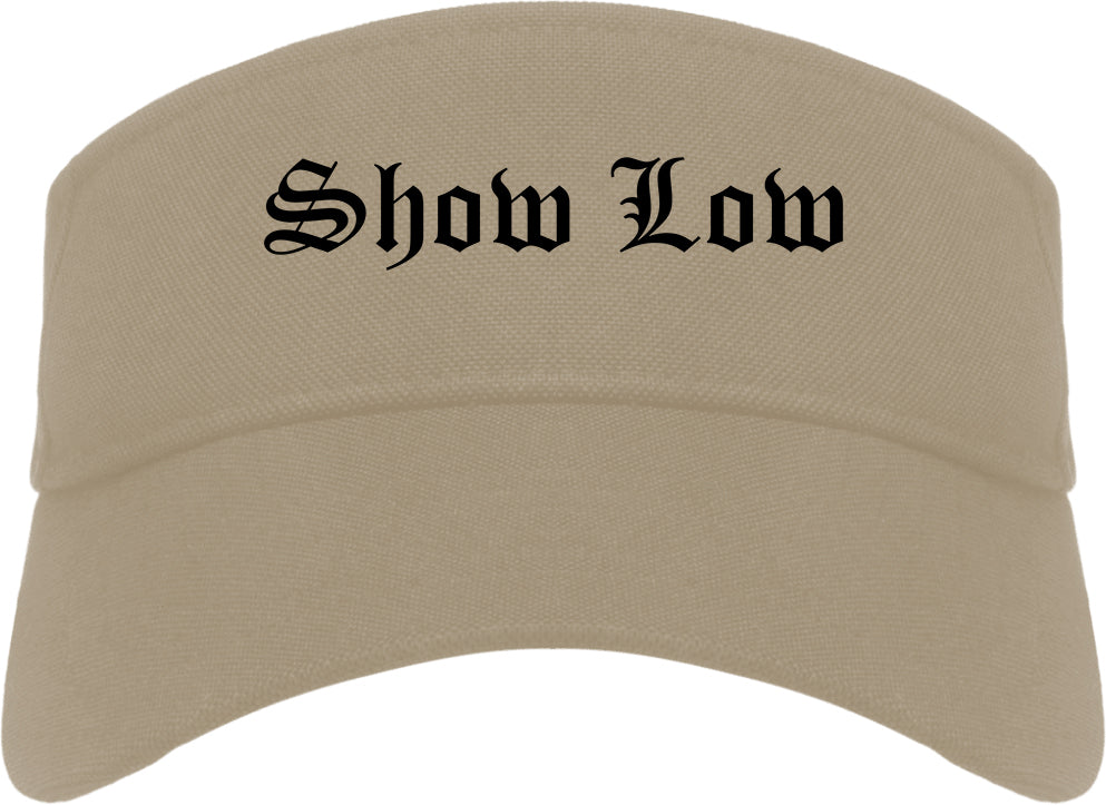 Show Low Arizona AZ Old English Mens Visor Cap Hat Khaki