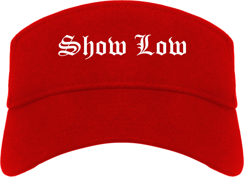 Show Low Arizona AZ Old English Mens Visor Cap Hat Red
