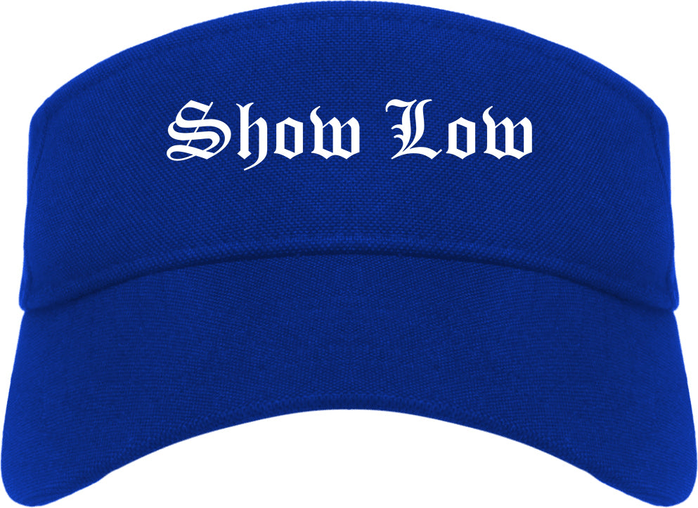 Show Low Arizona AZ Old English Mens Visor Cap Hat Royal Blue