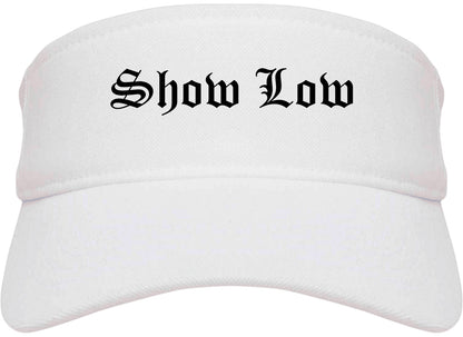 Show Low Arizona AZ Old English Mens Visor Cap Hat White