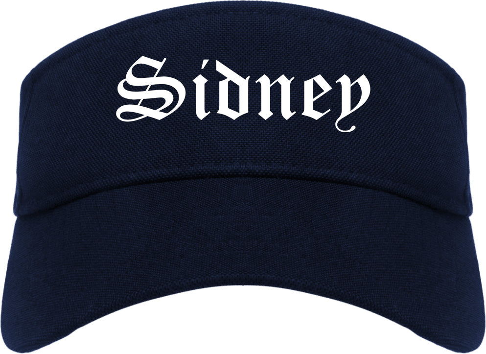 Sidney Montana MT Old English Mens Visor Cap Hat Navy Blue