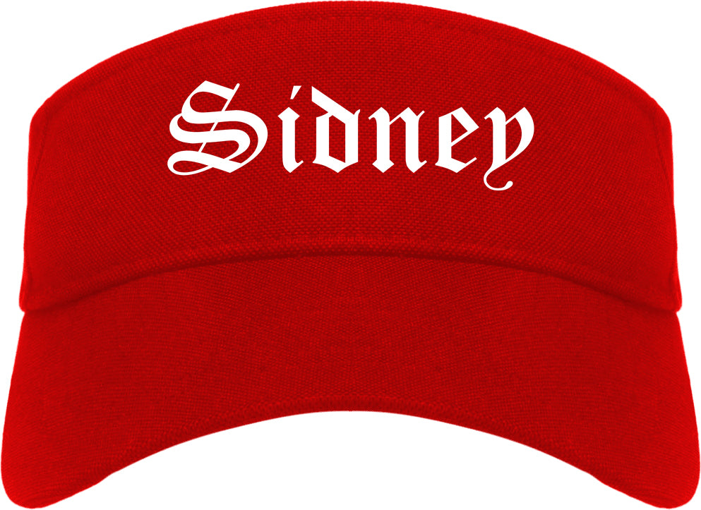 Sidney Montana MT Old English Mens Visor Cap Hat Red