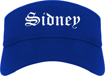 Sidney Montana MT Old English Mens Visor Cap Hat Royal Blue