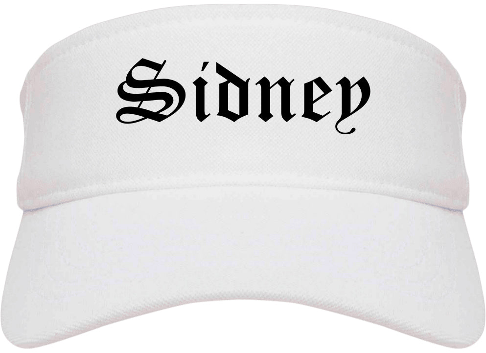 Sidney Montana MT Old English Mens Visor Cap Hat White