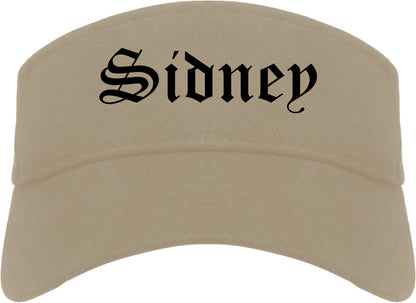 Sidney Nebraska NE Old English Mens Visor Cap Hat Khaki