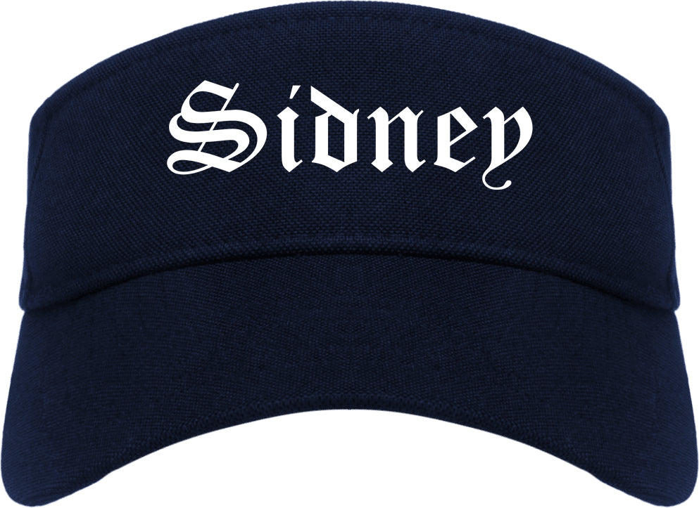 Sidney Nebraska NE Old English Mens Visor Cap Hat Navy Blue
