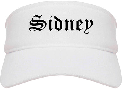 Sidney Nebraska NE Old English Mens Visor Cap Hat White