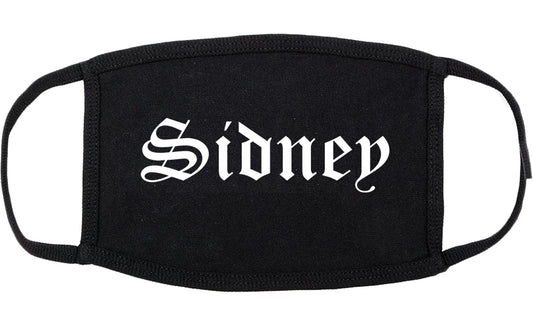 Sidney Ohio OH Old English Cotton Face Mask Black