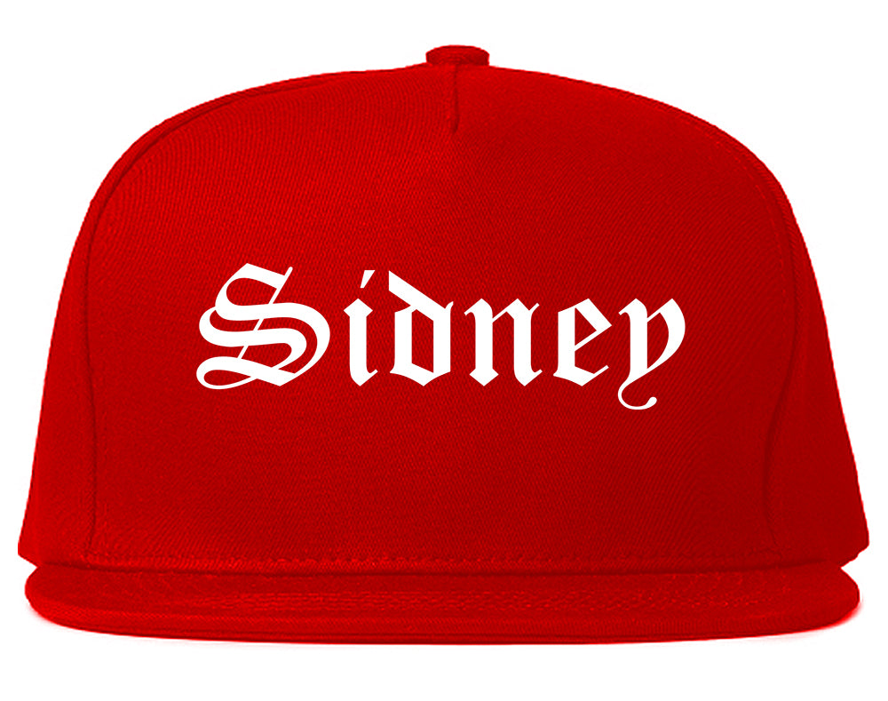 Sidney Ohio OH Old English Mens Snapback Hat Red