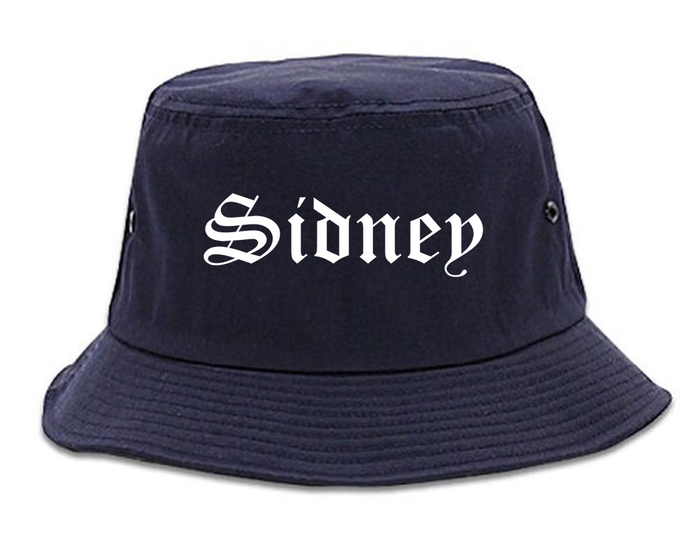 Sidney Ohio OH Old English Mens Bucket Hat Navy Blue