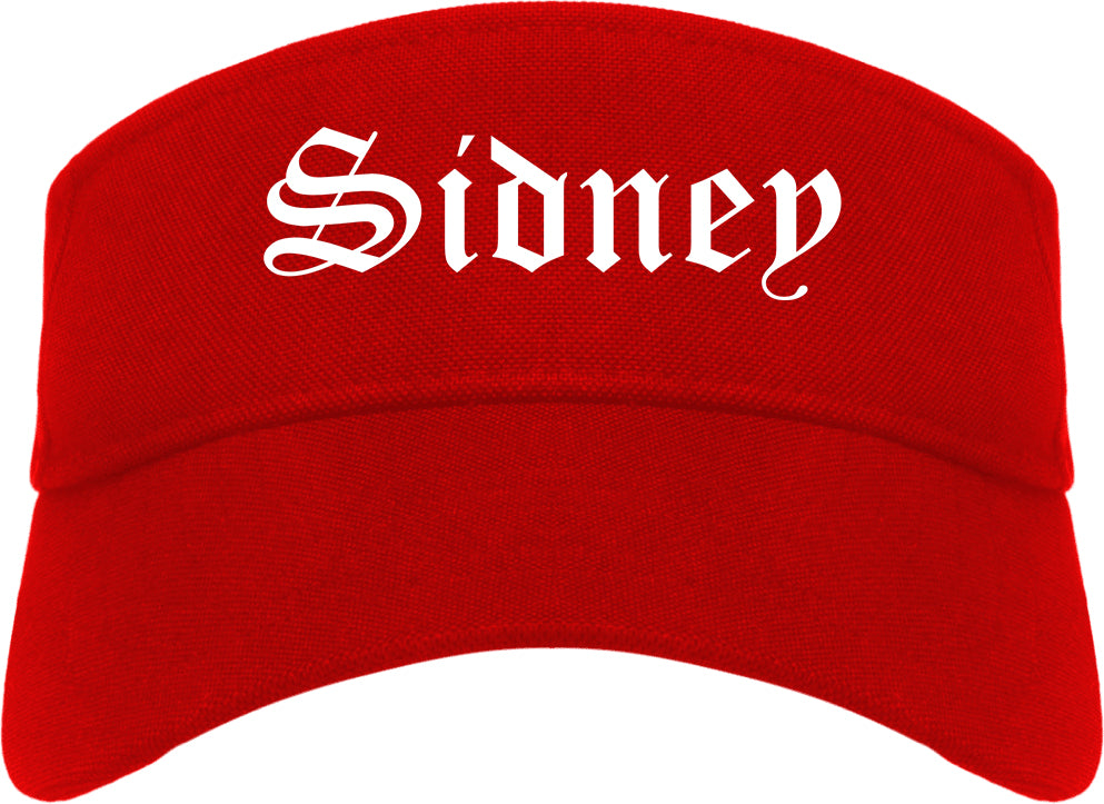 Sidney Ohio OH Old English Mens Visor Cap Hat Red