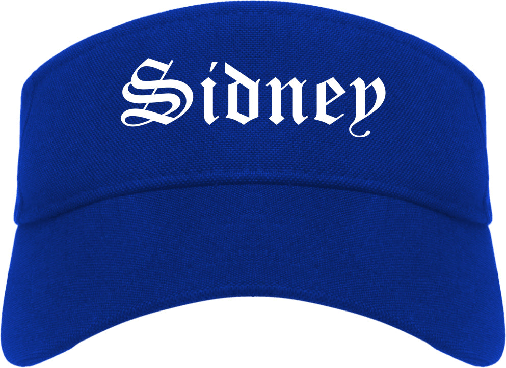 Sidney Ohio OH Old English Mens Visor Cap Hat Royal Blue