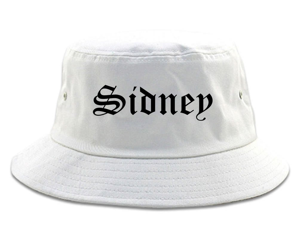 Sidney Ohio OH Old English Mens Bucket Hat White